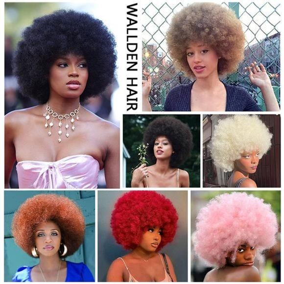 Wallden Hair Afro white Color Wigs 70s Heat Resistant Wig Synthetic Afro Wig - Picture 5 of 6